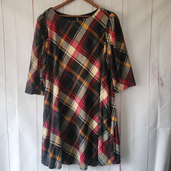 JH Jessica Howard ¾ Sleeve Plaid Midi Dress, Women’s 2X, Fully Lined w/ Pockets - Picture 1 of 8
